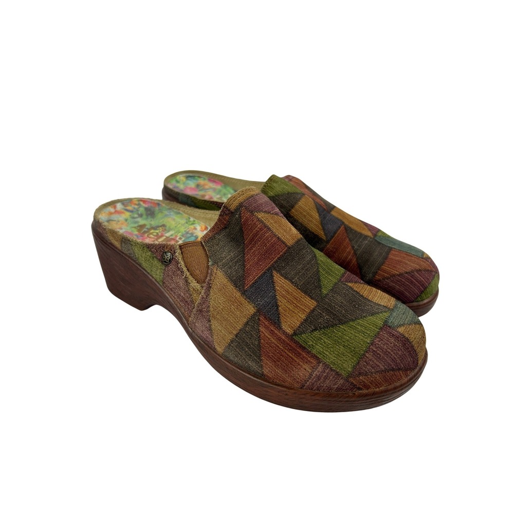 Alegria Colorful Clogs Y2K Style‎ Quilt Seville Patchwork Artsy Slip Ons 37/6.5